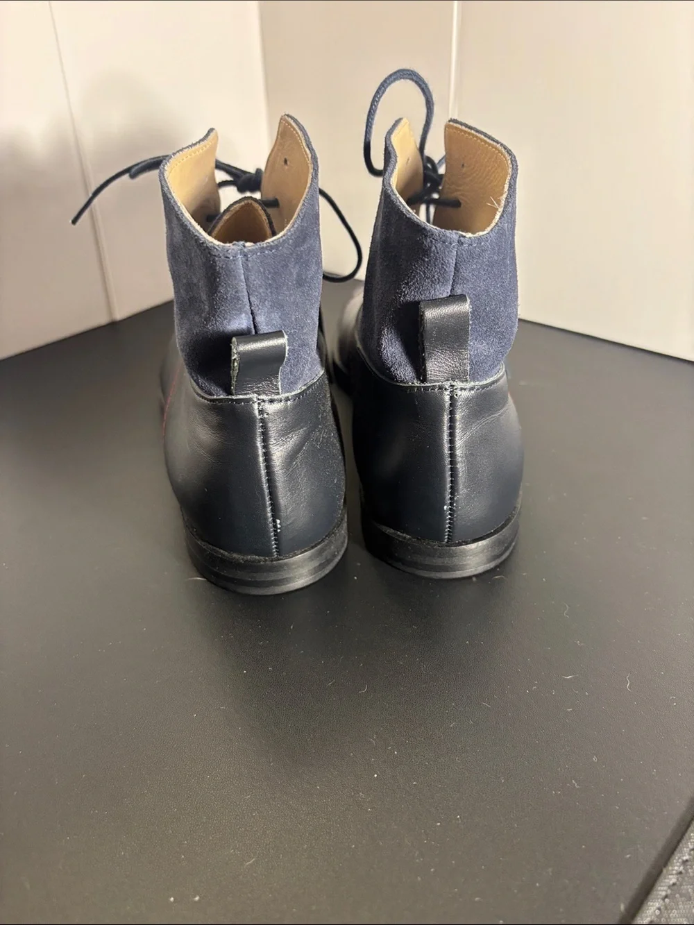 Men's Navy Suede & Black Leather Chukka Boots